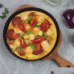 Baking Dishes Pans Non-Stick Tart Quiche Flan Pan Molds Pie Pizza Cake Round Mod Removable Loose Bottom Fluted Bakeware 8.8 In Xbj Dhv1X