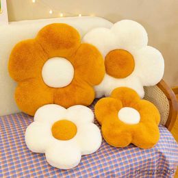 Cushion/Decorative Rabbit hair flower cushion office sofa chair car cushion petal sunflower throw Poached Egg cushion Easter decorate R230629