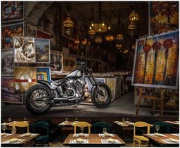 Wallpapers 3d Wall Murals Wallpaper For Living Room European Style Nostalgic Retro Street View Motorcycle Po Walls 3 D