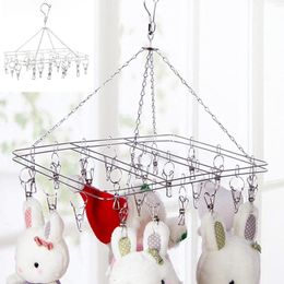 Hangers Collapsible Drying Rack Clothes Multi-clips Stainless Steel Windproof Clothespin Laundry Hanger Sock Bra Peg Hook Airer Dryer