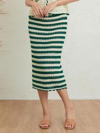 Skirts Women's Knitted Beach Long Stripe Pattern Elastic Waist Casual Simple Street Style Bottoms