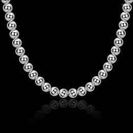 Chains 925 Sterling Silver Necklaces Jewellery 20 Inches 8MM Classic Buddha Beads Fashion Necklace For Women Christmas Gifts