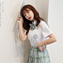 Women's Blouses JK Uniform Blouse Summer 2023 Women Shirt Ladies' School Cute Embroidered Bear Student