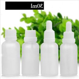 White Dropper Cap Glass Round Dropper Bottle 30ml Travel Portable Frosted Essential Oil Container 30 ml 550pcs Lot Twdhr