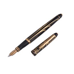 Pens Germany Duke 8k Gold Pen Luxury Fountain Pen Medium Nib Black Gold Clip Ink Pen Highend Business Gift Pens with A Gift Box
