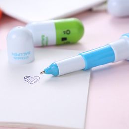 Pens 100 pcs/Lot Free Shipping Wholesale Novelty Pen Pill Capsule Retractable Telescopic Style Ballpoint Pen Cute Gift