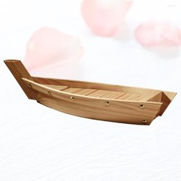 Dinnerware Sets Wooden Sushi Plate Boat Shaped Dish Japanese Style Snack Tray Serving For Home Restaurant (L Size)