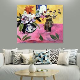 Impressionist Landscape Canvas Art Still-life with Japanese Woodcut 1889 Paul Gauguin Painting Handmade Artwork for Hotel Lobby
