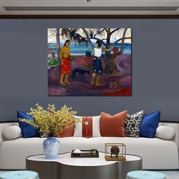 Impressionist Landscape Canvas Art Under The Pandanus1891 Paul Gauguin Paintings Handmade High Quality Home Decor