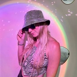 Disco Bucket Hats for Women Glass Sequins Birthday Festival Party Hat Nightclub Fishing SunHats For Girl Summer Panama Caps