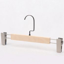 Wooden Hangers with Clips Trouser Clamp Hanger for Pants and Skirt Adults Children Rack Anti-skidding i0629