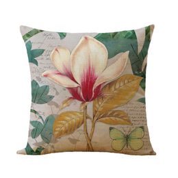 Cushion/Decorative Lotus Flower Bird pattern Cushion Cover Cotton beautiful Flowers home sofa car Decorative case