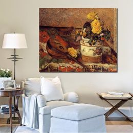 High Quality Canvas Art Reproduction of Paul Gauguin Dahlias and Mandolin Still Life Painting Home Office Decor