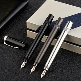 Pens luxury quality HERO 718 Fountain Pen SET BOX nib Black stainless steel Gun gray gold ink pens Stationery Office Supplies