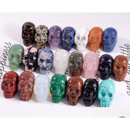 Party Decoration 1 Inch Crystal Quarze Skl Scpture Hand Carved Gemstone Statue Figurine Collectible Healing Reiki Halloween Xb1 Drop Dh9Ct