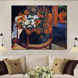 Impressionist Landscape Canvas Art Sunflowers Paul Gauguin Painting Handmade Artwork for Hotel Lobby