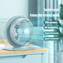 USB Desktop Desk Lamp Small Fan Student Dormitory Mute Big Wind Small Mini Fan Office Home Portable Plug-In Air Circulating Fan Convenient Mini Fill Light