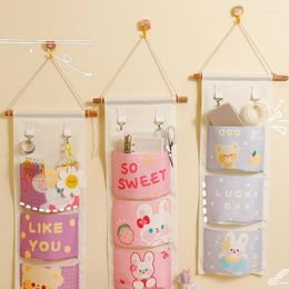 Storage Boxes Wall Hanging Bag Cotton Cloth 3 Pockets Multilayer Over The Door Closet Home Cosmetics Toys Organizer