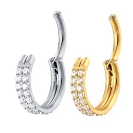 Navel Bell Button Rings G23 piercing Double row Zircon stone superior quality hight Segment Open Small Septum Nose Ear Jewellery 230628