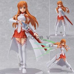 Minifig Anime SAO Sword Art Online Asuna Yuuki Kirito Figma 178 PVC 14CM Action Figures Collectible Model Toy Gift Doll Figurine J230629