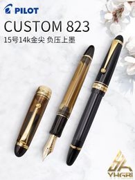 Pens PILOT Pen Fountain Pen CUSTOM 823 Rotary Suction Device 14K Gold Nib High Quality Stationery Goods FKK3MRP Luxury Pen