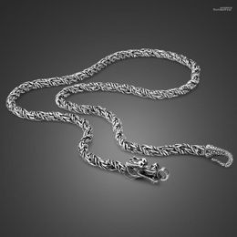 Chains Vintage Men Dragon 925 Sterling Silver Necklace Fashion Punk 5 MM 22 " Chopin Chain Thai Fine Jewellery Man Gift