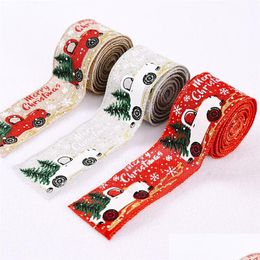 Christmas Decorations Merry Tree And Vintage Truck Burlap Ribbon Gift Wrap Diy Fabric Swirl Jk2010Xb Drop Delivery Home Garden Festi Dhako