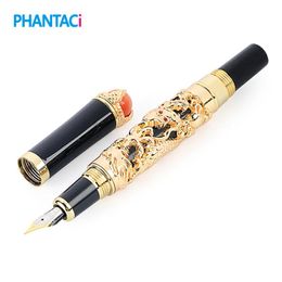 Pens Luxury Eastern Dragon Fountain Pen Vintage Brand Gold Iraurita 0.5mm Ink Writing Pens School Office Business Stationery