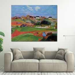 Handmade Paul Gauguin Paintings of Landscape at Le Pouldu Landscape Canvas Art for Office Wall Decor