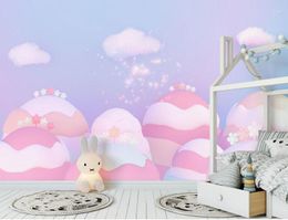 Wallpapers Bacal 8d Modern Cartoon Princess Style Po Wall Sticker For Room TV Background Wallpaper Mural 3d Pink Warm Paper Decor