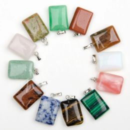 wholesale Popular 20 different Rectangle pendants with natural agate stone Necklace small pendants hot trade pendants