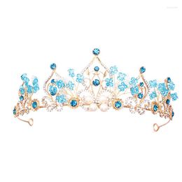 Hair Clips Bridal Tiara Crystal Woven Blue Crown Headbands Children's Show Dress Accessories Ornaments Headpieces