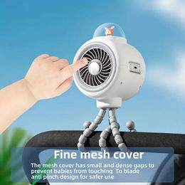 Portable Stroller Fan Baby Car Fan With 3 Speeds And Rotatable USB Rechargeable Mini Handhold Fan For Car Seat Crib Bike Treadmill