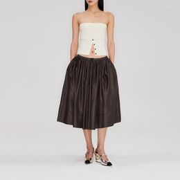 Skirts Sports Sense Y2k Low Waist Broken Pleated Umbrella Skirt Niche Design Drawstring Black Hem Women's 2023 Summer