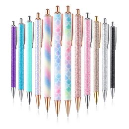 Ballpoint Pens Glitter Cute Retractable Click Ball Pen Black Ink Medium Point 1Mm School Office Supplies Xbjk2106 Drop Delivery Busi Dhsl0