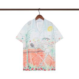 designer shirt Mens fashion geometric print bowling shirt Hawaiian Animal casual shirt Men slim fitting short sleeve versatile T-shirt