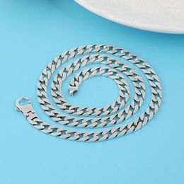 Chains Real Pure S925 Sterling Silver Chain 7mm Miami Cuban Curb Link Necklace 52g/ 55cm