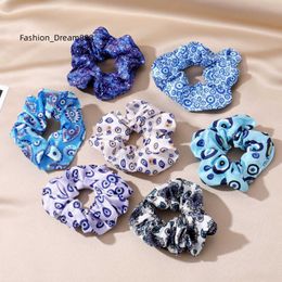 Evil Eye Scrunchie Protection Pack Large Size Fabric Lucky Evil Eye Scrunchies For Ladies Gift Hair Accessory