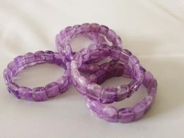 Bangle Amethysts Square Nature Bracelet 7.5inch Wholesale Bead Gift FPPJ