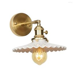 Wall Lamps Ceramics Minimalist Lamp With Switch Copper Nordic Fixtures Wandlamp E27 4W Bedroom Bathroom Mirror Light Applique Murale