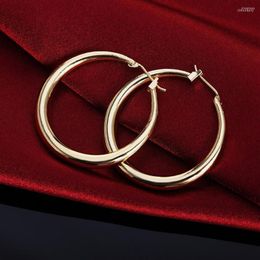 Hoop Earrings 925 Sterling Silver 3.5cm Round High Quality 18k Gold Plated Earring For Woman Fashion Wedding Party Jewellery