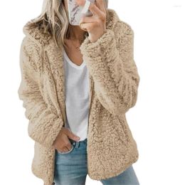 Women's Jackets Women Zip Up Hooded Fuzzy Fleece Jacket