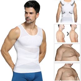 Waist Tummy Shaper Chest Compression Vest Men Gynecomastia Body Shaper Sleeveless Posture Corrector Slimming Waist Control Tummy Trimmer Mesh Tops 230629