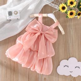 Girl Dresses Toddler Girls Sleeveless Bowknot Solid Colour Princess Dress Dance Party Clothes