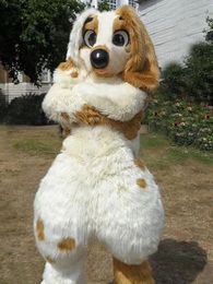 Fox Mascot Costume Long Fur Husky Fursuit Head Halloween Dog Suit