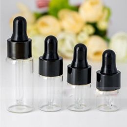 1ml 2ml 3m 5ml Clear Glass Essential Oil Dropper Bottles High Quality Mini Empty Eye Dropper Perfume Cosmetic E Liquid Sample Container Svgj