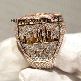 KIBO Jewellery Custom Luxury Hip Hop 925 Sterling Silver Gold Plated Two Tone Iced Out Champion Moissanite Men Champion Ring