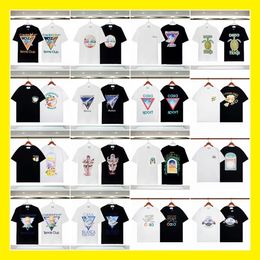 Casablanc shirt mens t shirt designer shir tround pure print casual With Letters Summer Short Sleeve Man Tee Fashion spray paint graffiti loose Neck Letter