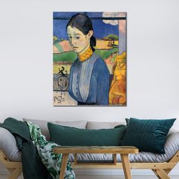 Symbolic Canvas Art Young Breton Woman Paul Gauguin Painting Handcrafted Modern Landscapes Hotels Room Decor