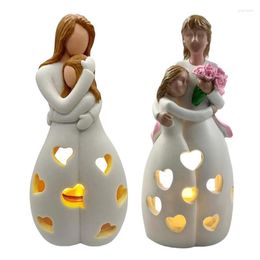 Candle Holders Mother's Day Holder Gifts Mom Daughter With Flickering LED Bouquet Statue Home Living Room Decor